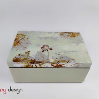 Rectangle lacquer box hand-painted with abstract lotus 11*17*H8 cm